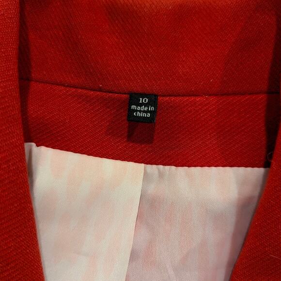 CAbi Beau Bow Gold Button Lined Red Blazer Size 10 - Picture 9 of 13